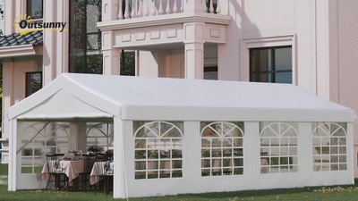 Outsunny 13' x 26' White Steel Frame Event Tent with Sidewalls
