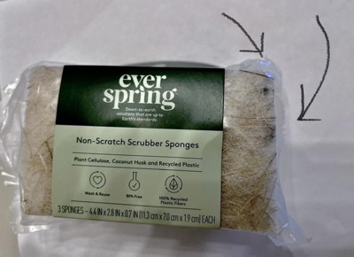 Natural Non-scratch Scrubber Sponges - 3ct - Everspring™ : Target