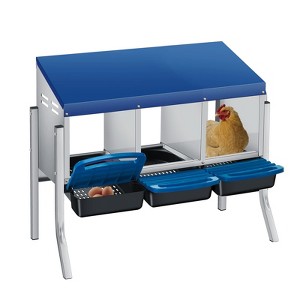 Chicken Nesting Box, 3 Compartment Roll Away Design for High-Volume Egg Collection and Easy Wall Mounting with Metal Legs - 1 of 4