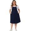 Agnes Orinda Women's Plus Size Overall Dress Button Adjustable Strap Denim Suspender Dresses - image 3 of 4