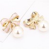 Bow Earrings for Women Trendy Stuff Cute Bow Pearl Drop Dangle Earrings Bowknot Stud Wedding Party Daily Jewelry Accessory Gifts - 3 of 4
