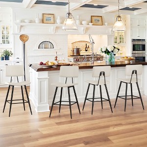 Arceso 24.5" Counter Height Bar Stools Set of 2, Black Faux Leather Upholstered Barstools with Back Footrest and Metal Legs, Armless Bar Chairs - 1 of 4
