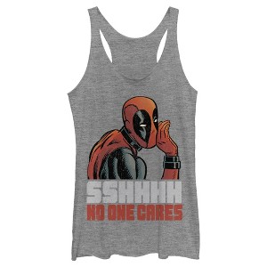 Women's Marvel Deadpool No One Cares Racerback Tank Top - 1 of 3