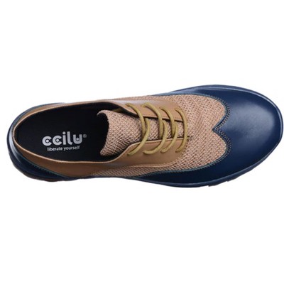 CCILU Horizon Duke Men Formal dress shoes Casual Sneakers Navy Blue/Tabacco Brown 13 — фото 3