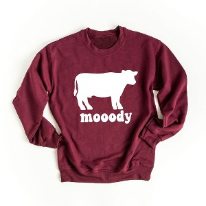Simply Sage Market Women's Graphic Sweatshirt Moody Cow - 1 of 3