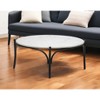 HomeRoots 36" Brown and Black Wood and Metal Round Coffee Table - 2 of 4