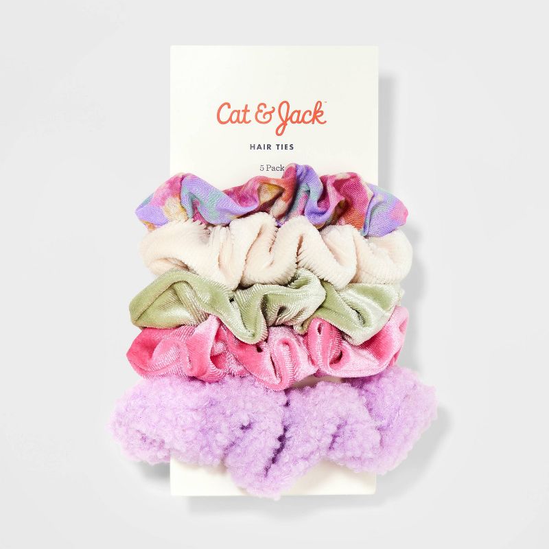 Girls&#39; 5pk Solid and Tie-Dye Printed Bow Hair Elastics - Cat &#38; Jack&#8482;, 3 of 5