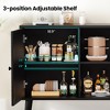 ChicFurnit Utility Storage Cabinets 3 Doors Rattan Storage Cabinet Floor Cabinet Accent Cabinet for Home Living, Black, 65"*21"*6" - 4 of 4