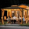 Erommy 12'x10' Hardtop Gazebo, Outdoor Gazebo Canopy, Acrylic & Galvanized Steel Roof, Aluminum Frame with Curtains and Netting, Sunshade for Garden - 3 of 3