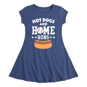 Girls' - Instant Message - Hot Dogs And Home Runs Fit & Flair Cap Sleeve Graphic Dress - 1 of 4