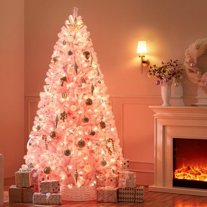 Yaheetech 4.5Ft/6Ft/7.5Ft/9Ft/12Ft Pre-lit Spruce Artificial Christmas Tree with 150 Incandescent Warm White Lights - 1 of 4