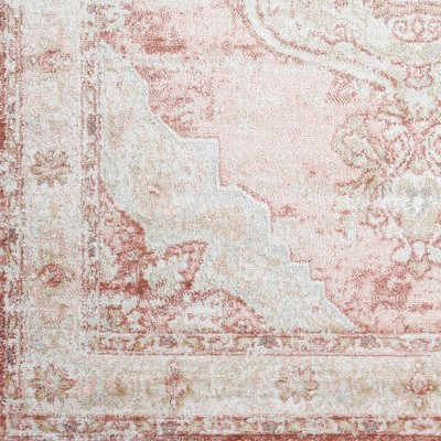 Bethlehem Pink and White Synthetic Fur Rectangular Area Rug