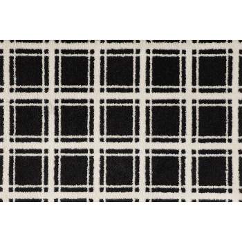 2'x3' ColorStar Prairie Grid Door Mat Black - Bungalow Flooring