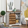 HOMCOM Rustic Farmhouse Accent Buffet Cabinet, Sideboard with Sliding Barn Door and Interior Shelves, White/Brown - 2 of 4