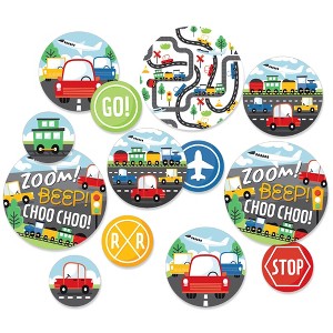 Big Dot of Happiness Cars, Trains, and Airplanes - Transportation Birthday Party Giant Circle Confetti - Party Decorations - Large Confetti 27 Count - 1 of 4