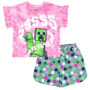 Minecraft T-Shirt and Chambray Shorts Outfit Set Sizes (4 - 14-16) - 1 of 4