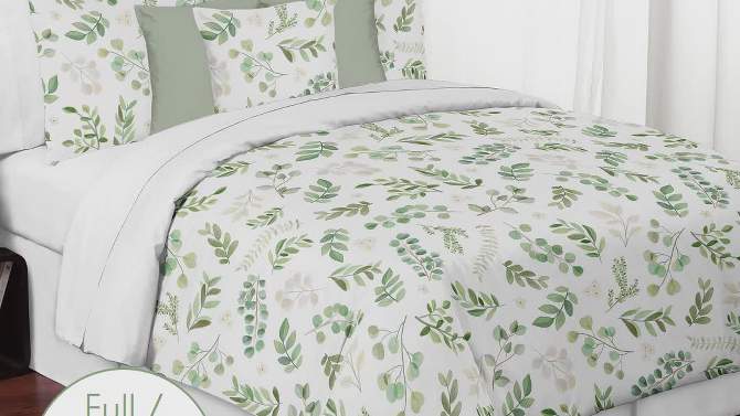 Sweet Jojo Designs Gender Neutral Jersey Knit Baby Fitted Crib Sheet Botanical Leaf Green and White, 2 of 8, play video