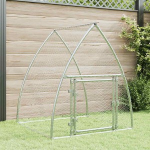 vidaXL Chicken Cage Silver Galvanized Steel Large Durable Chicken Cage - 1 of 4