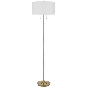 Cal Lighting Kendal metal floor lamp with pull chain switch drum fabric shade - 1 of 3
