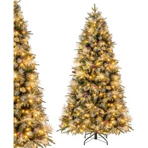Tangkula Pre-Lit Artificial Christmas Tree w/ 1072 PE & PVC & PET Branch Tips - 1 of 4