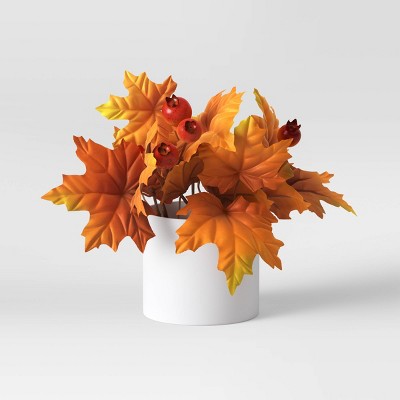 9" x 10" Artificial Maple Leaf Plant Arrangement in Pot - Threshold™