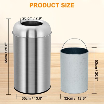 13 Gallon Stainless Steel Open Top Trash Can with Removable Inner Wastebasket