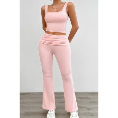 I am a Fashion Junky Two Pieces Square Neck Ruched Sleeveless Sets