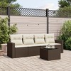 vidaXL 5 Piece Patio Sofa Set with Cushions Brown and Cream - With Table - 2 of 4