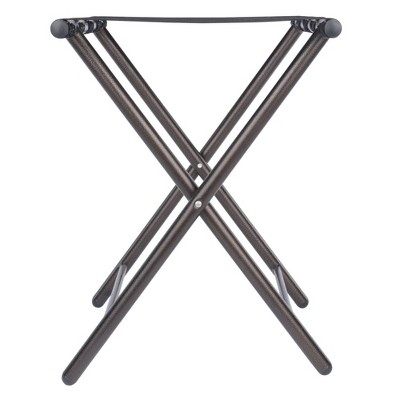 Tavin Black Metal Folding Luggage Rack with Nylon Straps