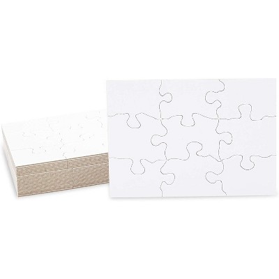 Photo 1 of Bright Creations 9 Pieces Blank White Jigsaw Puzzles for Kids & Crafts (5.5 x 4 in, 24 Sheets)