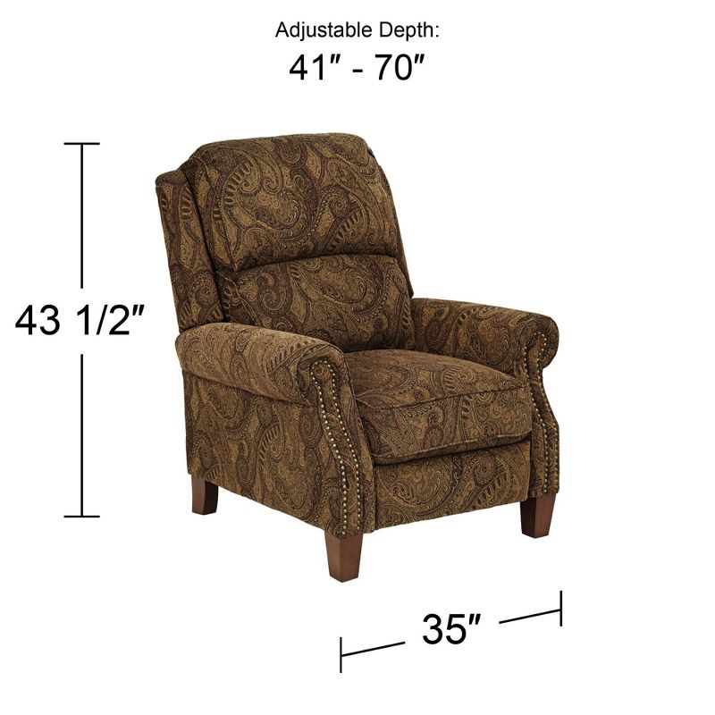 Kensington Hill Beaumont Warm Brown Paisley Patterned Fabric Recliner Chair Comfortable Push Manual Reclining Footrest for Bedroom Living Room Reading, 4 of 10