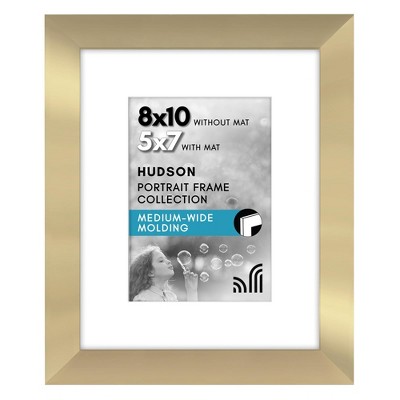 Americanflat 8x10 Picture Frame with Shatter-Resistant Glass - Use as 5x7 Frame with Mat or 8x10 Frame Without Mat - Hudson Collection - Black