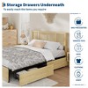 Bed Frame with Natural Rattan Headboard, 4 Storage Drawers, Wooden Slats, Boho-Style Cane Support, Sturdy Metal Base, No Box Spring Required - 4 of 4