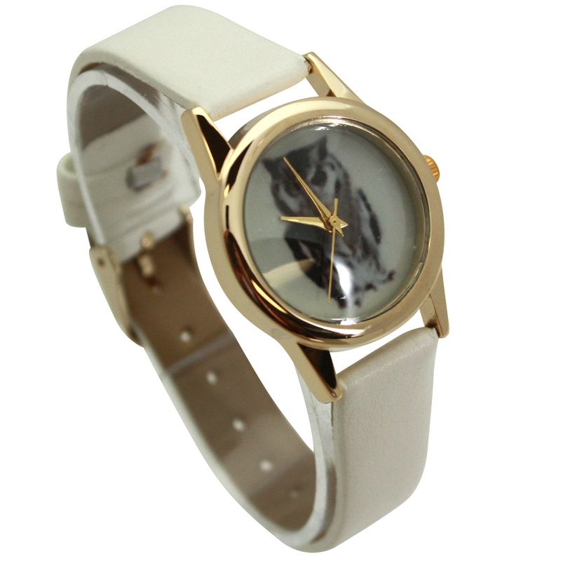 Olivia Pratt Owl Drawing Face Faux Leather Band Women Watch, 4 of 6