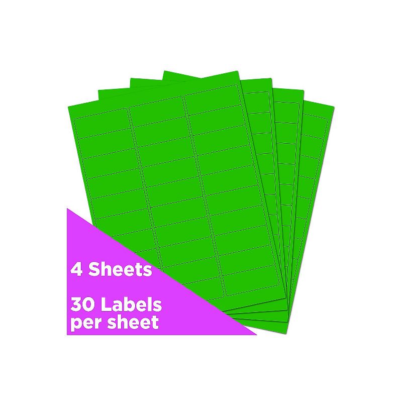 JAM Paper Laser/Inkjet Mailing Address Labels 1" x 2 5/8" Neon Green 354328004, 2 of 6