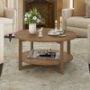 Arceso Round Coffee Table, 35" Rustic Modern Circle Coffee Tables with 2-Tier Storage Shelf, Wood Coffee Table for Living Room, Dark Walnut - 2 of 4