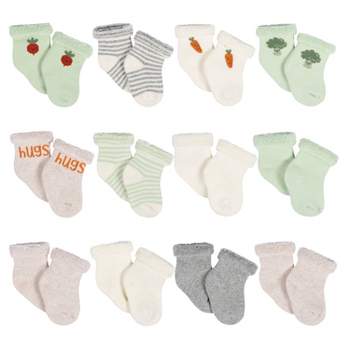 Gerber Baby Neutral 12-Pack Terry Wiggle Proof® Socks Happy Veggies