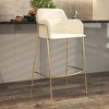 LeisureMod Axis 40" Upholstered Pub Chair Bar Stool Set of 2 with Gold Stainless Steel Base, Armrest & Footrest - Modern Accent for Kitchen & Bar - 2 of 4