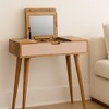 FONTOI 27.6"W Mini Pink Dressing Table with 4 Compartments Foldable Mirror Nordic Legs for Bedroom Dressing Room, Pink, 27.56"*13.78"*30.71" - 2 of 4