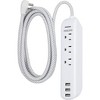 Philips 3-Outlet Grounded Braided Extension Cord with USB 3 Ports 3.4A 360J 6' Braided - White - image 4 of 4
