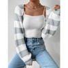 Coolmee Women's Long Sleeve Open Front Knitted Crop Cardigan Drop Shoulder Color Block Striped Bolero Shrug Sweater - 4 of 4