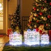 Tangkula 3 Pieces Christmas Lighted Gift Boxes 90 LED Light up Present Boxes w/ Bows - 2 of 4