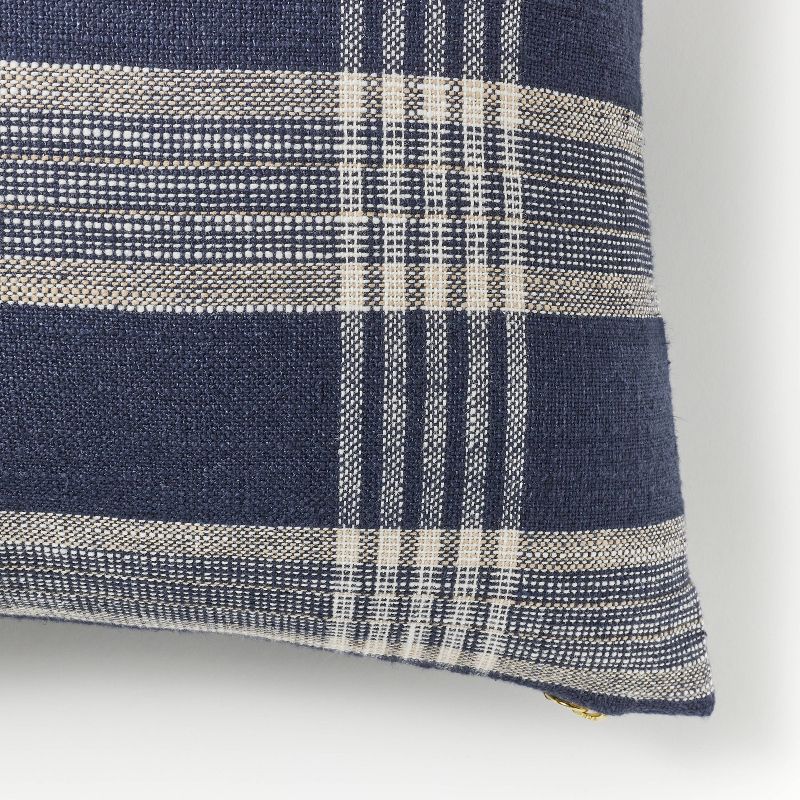 Woven Plaid Square Throw Pillow with Zipper Pull Navy Blue - Threshold&#8482; designed with Studio McGee, 3 of 5
