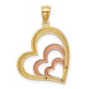 Black Bow Jewelry 14k Yellow & Rose Gold with White Rhodium Triple Slanted Heart Pendant - 3 of 4