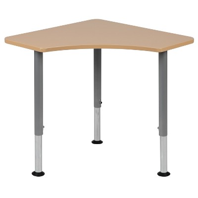 Triangular Gray Chrome Adjustable Student Desk 32"x20.5"