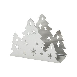 Unique Bargains Napkin Holder Hand Wash Only Christmas Tree Napkin Holder Stainless Steel Silver Tone 6.22"x2.56"x4.8" 1 Pc - 1 of 4