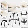 VECELO Bar Stools with Backs & Arms Set of 2, Counter Height Barstools Set with Tufted Upholstery & Footrest Ring, White/Brown - 4 of 4