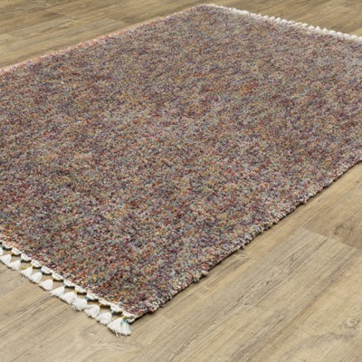 Ivory and Multi-colored Synthetic Hand-knotted Oriental Rug 5'3" x 7'6"