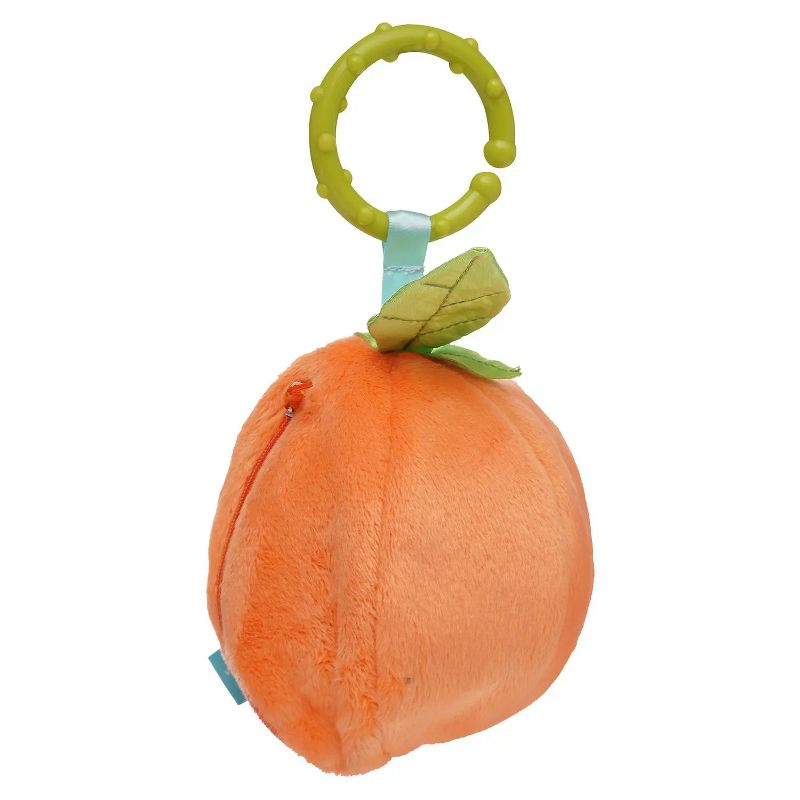 Manhattan Toy Mini-Apple Farm Orange Baby Travel Toy with Rattle, Squeaker, Crinkle Fabric & Teether Clip-on Attachment, 5 of 13