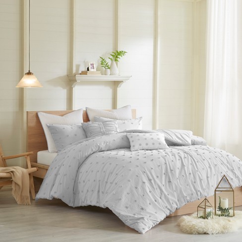 3pc King/California King Hailey Cotton Gauze Waffle Weave Duvet Cover Set  Gray - Urban Habitat